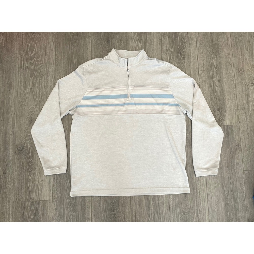 Pebble Beach Pullover XL Gray Blue Stripes Performance Golf Athleisure